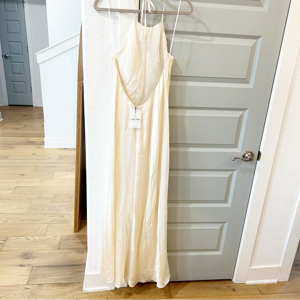 NWT Reformation Jeany Silk Maxi Dress Gown Fior Di Latte - Picture 6 of 7